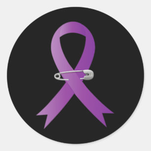 Epilepsy Awareness Purple Ribbon Pocket  Classic Round Sticker