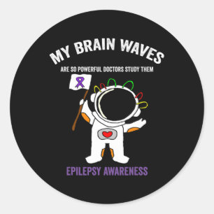 Epilepsy Awareness Purple Ribbon - Space-themed Ep Classic Round Sticker