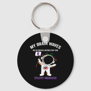 Epilepsy Awareness Purple Ribbon - Space-themed Ep Key Ring