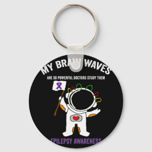 Epilepsy awareness purple ribbon - Space-themed Ep Key Ring