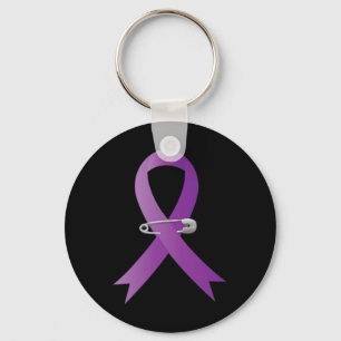 Epilepsy Awareness Purple Ribbon Super Hero  Key Ring