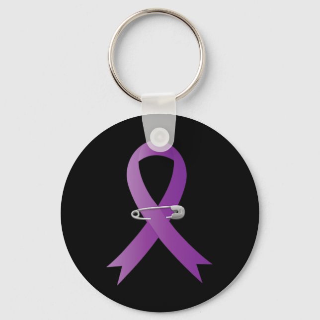 Epilepsy Awareness Purple Ribbon Super Hero  Key Ring (Front)