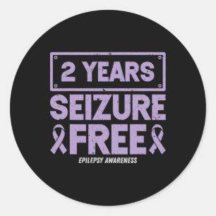 Epilepsy Awareness Ribbon 2 Years Seizure Free  Classic Round Sticker