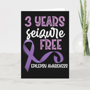 Epilepsy Awareness Ribbon 3 Years Seizure Free Card