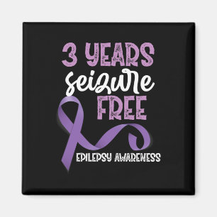Epilepsy Awareness Ribbon 3 Years Seizure Free Magnet
