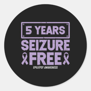 Epilepsy Awareness Ribbon 5 Years Seizure Free Classic Round Sticker