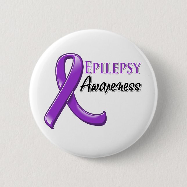 Epilepsy Awareness Ribbon 6 Cm Round Badge (Front)