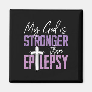 Epilepsy Awareness Ribbon My God Is Stronger Than Magnet