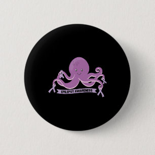 Epilepsy Awareness Ribbon Octopus 6 Cm Round Badge