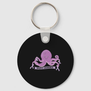 Epilepsy Awareness Ribbon Octopus Key Ring