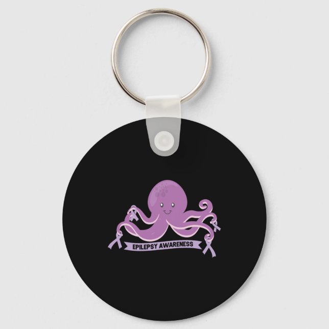 Epilepsy Awareness Ribbon Octopus  Key Ring (Front)
