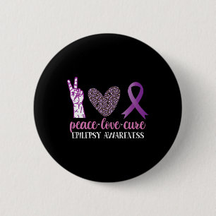 Epilepsy Awareness Ribbon Peace Love Cure 6 Cm Round Badge