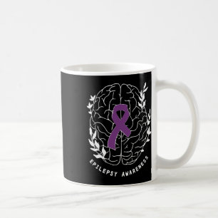 Epilepsy Awareness Ribbon Purple Epilepsy Brain Gr Coffee Mug