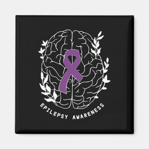 Epilepsy Awareness Ribbon Purple Epilepsy Brain Gr Magnet