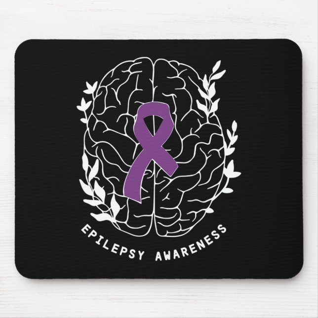 Epilepsy Awareness Ribbon Purple Epilepsy Brain Gr Mouse Pad (Front)