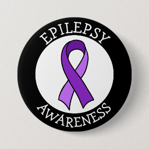 Epilepsy Awareness Ribbon Support   7.5 Cm Round Badge