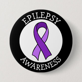 Epilepsy Awareness Ribbon Support   7.5 Cm Round Badge
