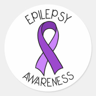 Epilepsy Awareness Ribbon Support   Classic Round Sticker