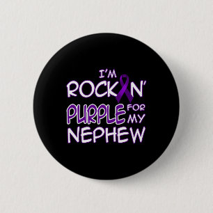 Epilepsy Awareness Rockin' Purple Ribbon For My Ne 6 Cm Round Badge