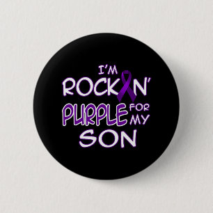 Epilepsy Awareness Rockin' Purple Ribbon For My So 6 Cm Round Badge