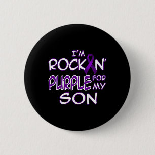 Epilepsy Awareness Rockin' Purple Ribbon For My So 6 Cm Round Badge