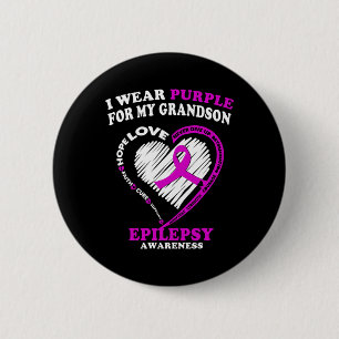 Epilepsy Awareness s - I Wear Purple For My Grands 6 Cm Round Badge