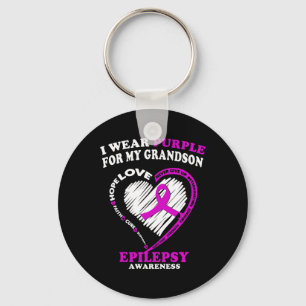 Epilepsy Awareness S - I Wear Purple For My Grands Key Ring