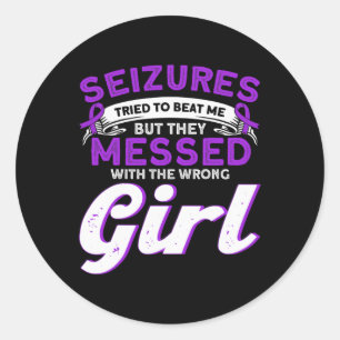 Epilepsy Awareness Seizures Tried To Beat Epilepsy Classic Round Sticker