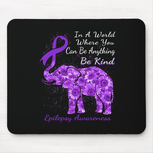 Epilepsy Awareness Sunflower Elephant Be Kind  Mouse Pad (Front)