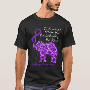 Epilepsy Awareness Sunflower Elephant Be Kind  T-Shirt