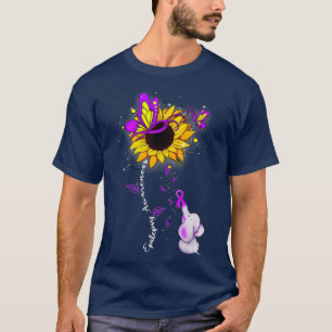 Epilepsy Awareness Sunflower Elephant Men Womens  T-Shirt