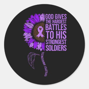 Epilepsy Awareness Sunflower God Give The Hardest Classic Round Sticker