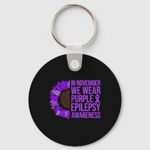 Epilepsy Awareness Sunflower In November We Wear P Key Ring