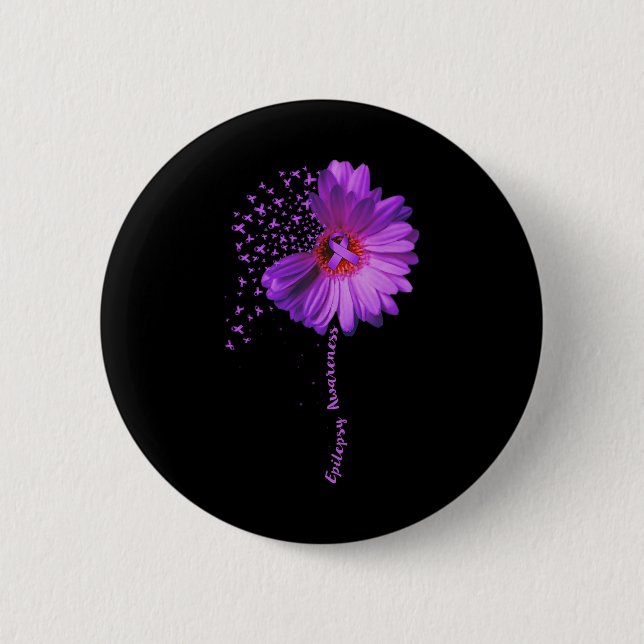Epilepsy Awareness  Sunflower Ribbon Gift  6 Cm Round Badge (Front)
