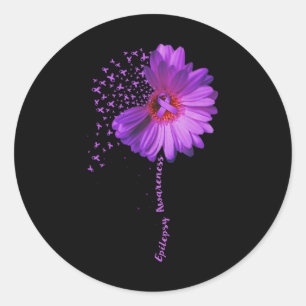 Epilepsy Awareness Sunflower Ribbon Gift Classic Round Sticker