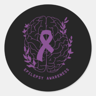 Epilepsy Awareness Support Epilepsy Purple Ribbon Classic Round Sticker