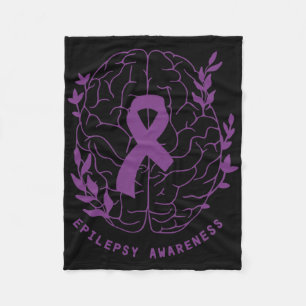 Epilepsy Awareness Support Epilepsy Purple Ribbon  Fleece Blanket