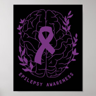 Epilepsy Awareness Support Epilepsy Purple Ribbon Poster