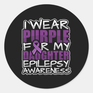 Epilepsy Awareness Support Purple Ribbon Daughter Classic Round Sticker