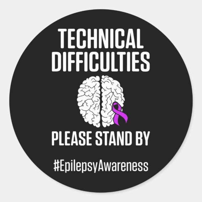 Epilepsy Awareness Technical Epileptic Warrior Sur Classic Round Sticker (Front)