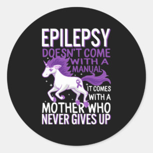 Epilepsy Awareness Unicorn Purple Ribbon Seizure D Classic Round Sticker