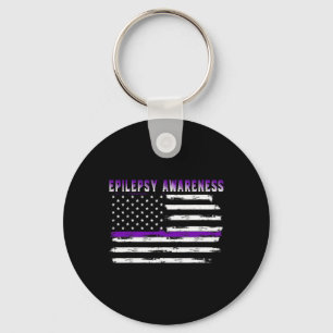 Epilepsy Awareness USA Flag American Epilepsy Supp Key Ring