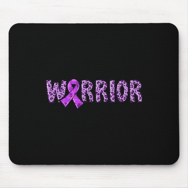 Epilepsy Awareness Warrior Purple Ribbon Leopard P Mouse Pad (Front)