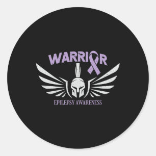 Epilepsy Awareness Warrior Ribbon  Classic Round Sticker