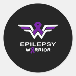 Epilepsy Awareness Warrior Support Survivor Purple Classic Round Sticker