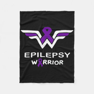 Epilepsy Awareness Warrior Support Survivor Purple Fleece Blanket