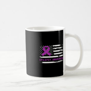 Epilepsy Awarness American Flag Purple Ribbon Coffee Mug
