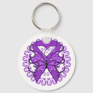 Epilepsy Butterfly Circle of Ribbons Key Ring