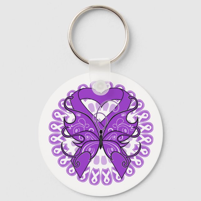Epilepsy Butterfly Circle of Ribbons Key Ring (Front)