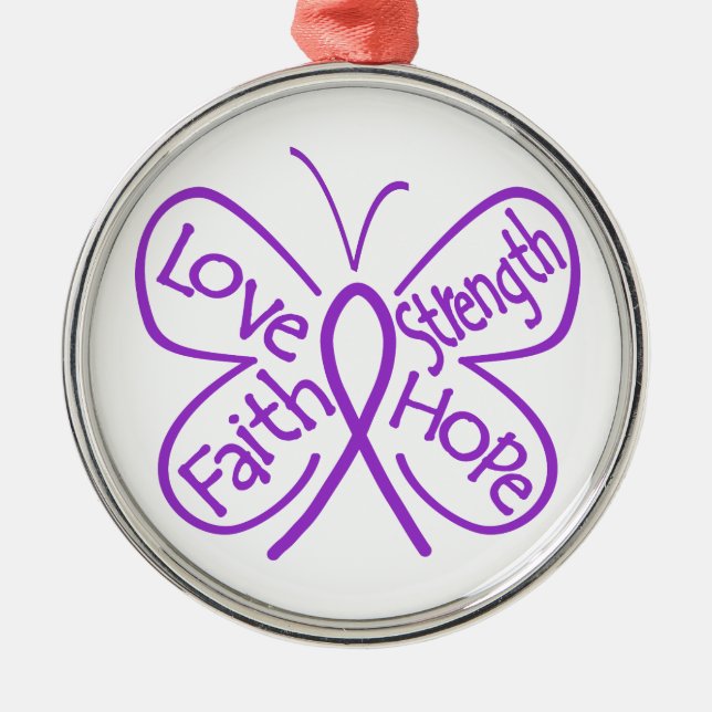 Epilepsy Butterfly Inspiring Words Metal Ornament (Front)